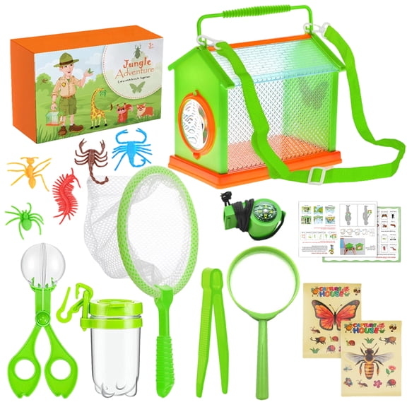 Nature Explorers Set for Kids Ages 4-12, Includes Observation Box, Butterfly Net Catcher, Outdoor Discovery