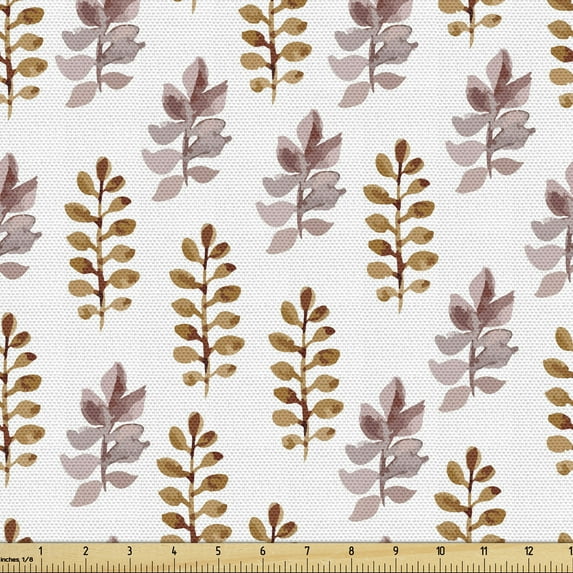 Ambesonne Nature Fabric by the Yard Upholstery, Blossoms Spring Branches, 1 Yard, Dried Rose Pale Coffee