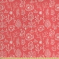 thumbnail image 1 of Nature Fabric by the Yard, Monochrome Pattern of Underwater Botany and Living Organism Illustration, Upholstery Fabric for Dining Chairs Home Decor Accents, Dark Coral and White by Ambesonne, 1 of 4
