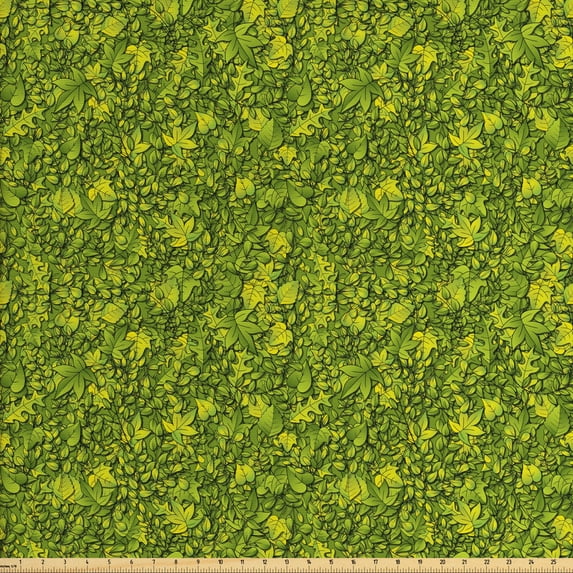 Nature Fabric by the Yard Upholstery, Forest Foliage Leaves Ecological Plants Woody Willow Oak Season, Decorative Fabric for DIY and Home Accents, Olive Green Apple Green by Ambesonne