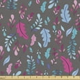 thumbnail image 1 of Nature Fabric by the Yard Upholstery, Illustration of Colorful Leaves and Plants Ornamental Garden Composition, Decorative Fabric for DIY and Home Accents, Blue Pink and Grey by Ambesonne, 1 of 5