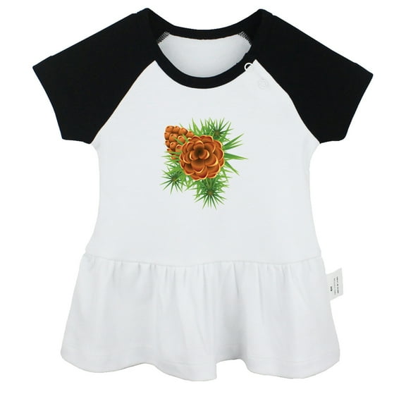 Nature Fir Tree Pattern Dresses For Baby, Newborn Babies Skirts, Infant Princess Dress, 0-24M Kids Graphic Clothes (Black Raglan Dresses, 0-6 Months)
