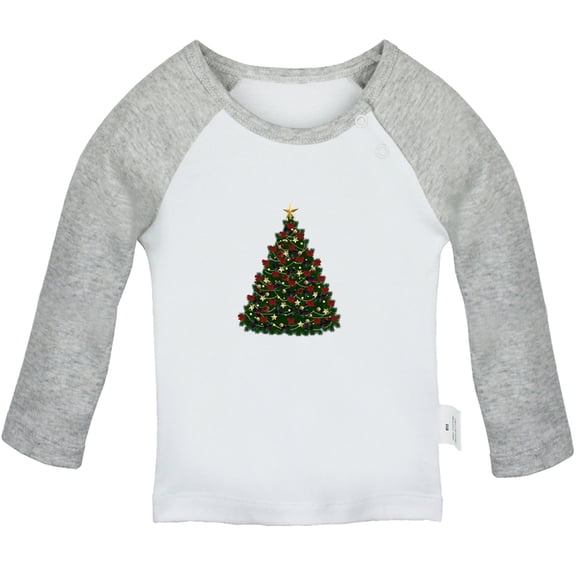 Nature Fir Tree Pattern T shirt For Baby, Newborn Babies T-shirts, Infant Tops, 0-24M Kids Graphic Tees Clothing (Long Gray Raglan T-shirt, 18-24 Months)