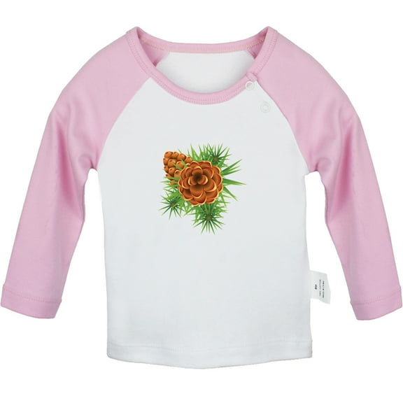 Nature Fir Tree Pattern T shirt For Baby, Newborn Babies T-shirts, Infant Tops, 0-24M Kids Graphic Tees Clothing (Long Pink Raglan T-shirt, 0-6 Months)