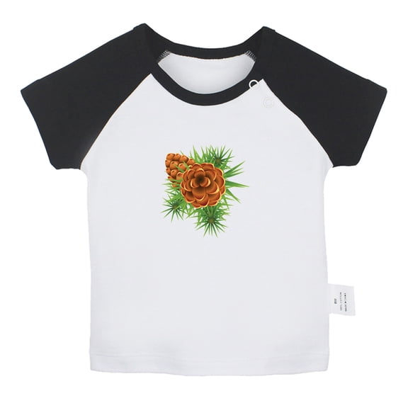 Nature Fir Tree Pattern T shirt For Baby, Newborn Babies T-shirts, Infant Tops, 0-24M Kids Graphic Tees Clothing (Short Black Raglan T-shirt, 12-18 Months)