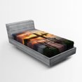 thumbnail image 1 of Nature Fitted Sheet, Landscape with Traditional Famous Dutch Windmills on Background near Canal Photo, Soft Decorative Fabric Bedding, Twin XL Size, Orange Blue, by Ambesonne, 1 of 2