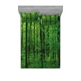 thumbnail image 1 of Nature Fitted Sheet & Pillow Sham Set, Green Forest Spring with Trees Bushes Idyllic Rural Scenery Foliage Fresh Eco Picture, Decorative Printed 6 Piece Bedding Decor Set, Queen, Green, by Ambesonne, 1 of 3