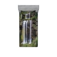 thumbnail image 1 of Nature Fitted Sheet & Pillow Sham Set, Photo of Waterfall Forest Jungle Corleone Sicily Rocks Trees Grass Landscape, Decorative Printed 4 Piece Bedding Decor Set, Twin, Brown Green White, by Ambesonne, 1 of 3