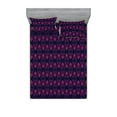 thumbnail image 1 of Nature Fitted Sheet & Pillow Sham Set, Repetitive Pattern of Modern Floral Symmetric Leafy of Abstract Motifs, Decorative Printed 3 Piece Bedding Decor, King, Dark Purple Pink Violet, by Ambesonne, 1 of 2