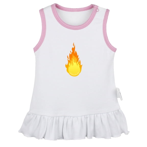 Nature Flame Fire Pattern Dresses For Baby, Newborn Babies Skirts, Infant Princess Dress, 0-24M Kids Graphic Clothes (White Sleeveless Dresses, 0-6 Months)