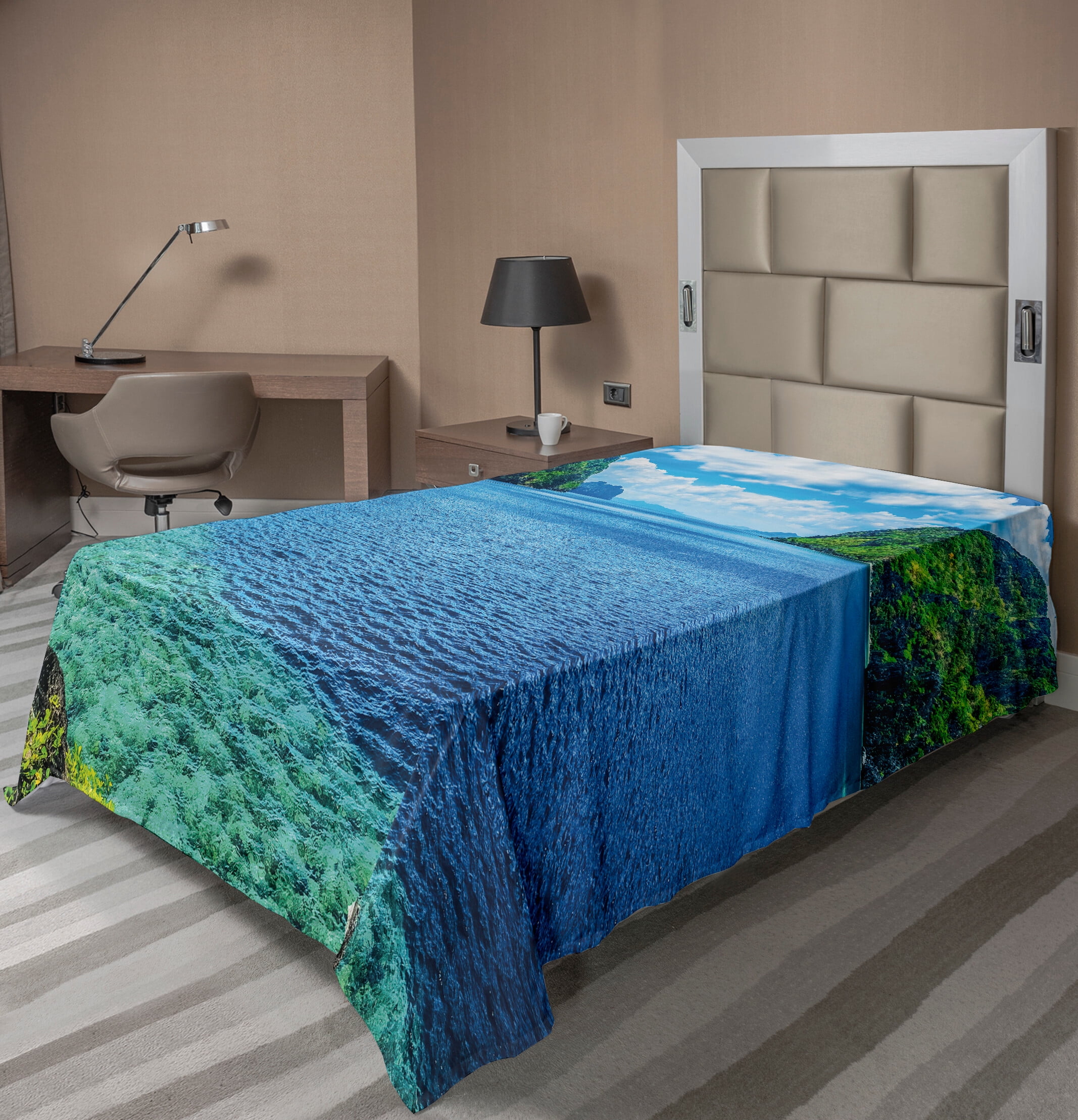 Nature Flat Sheet, Scenic View Sea Bay and Mountain Islands in Palawan