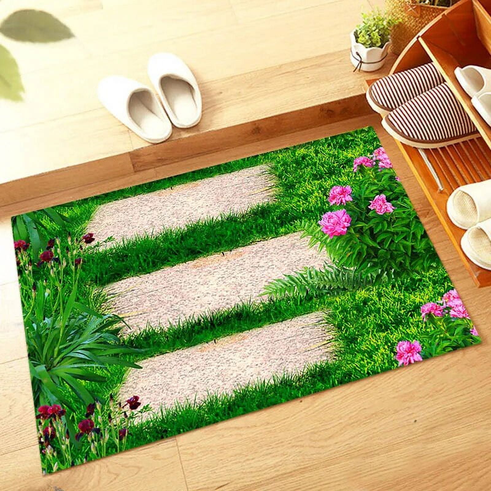 Nature Floral Pattern Carpet Home Hallway Balcony Doormat Decor Living