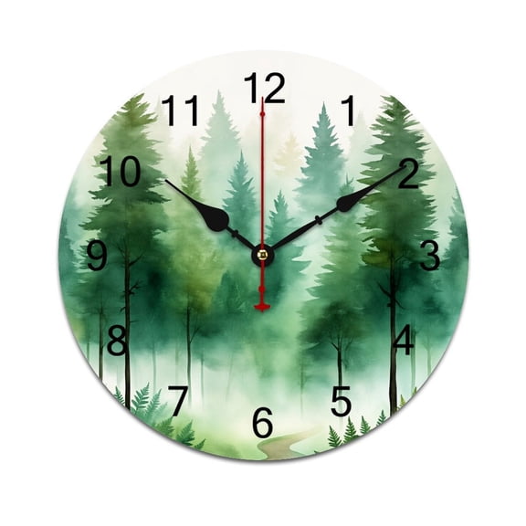 Nature Forest (3)-2 Time Decorative Wall Clocks Round Large Wall Watch Bedroom Home Decor 10in