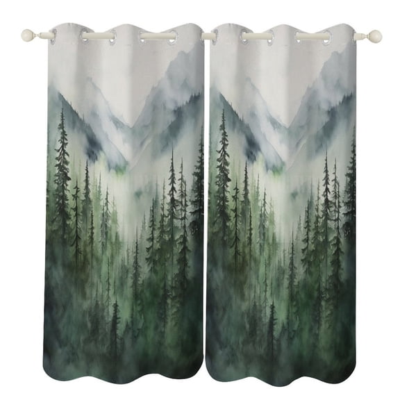Nature Forest Blackout Curtains Window Drapes Room Darkening Thermal Insulated Grommets Blackout Curtains, for Living, Dining, Bedroom,2 Panels