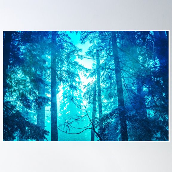 Nature Forest - Blue Frost Woods Poster Wall Art, Modern Wall Decor, 8x12 UNFRAMED