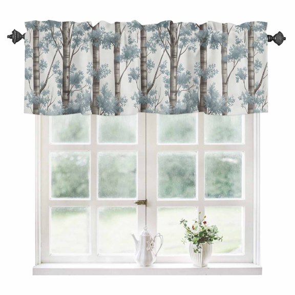 Nature Forest Kitchen Valances for Windows 54x18 Inch Kitchen Curtains Valances Rod Pocket Vintage Watercolor Trees Branch Leaf Bathroom Window Valances for Window Treatment Decor