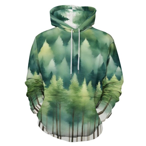 Nature Forest Men's Women Vintage 3D Hooded Sweatshirt - All-Season Loose Fit Streetwear