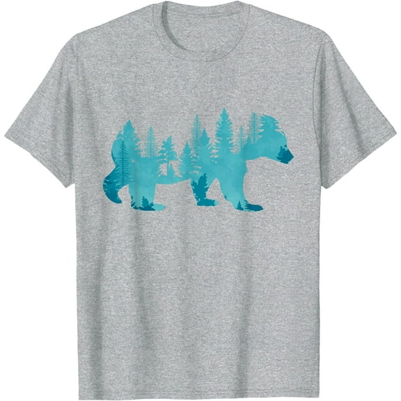 Nature Forest Mountains Trees Wildlife Animal Brown Bear Unisex T-Shirt for Men Women Kids Toddler