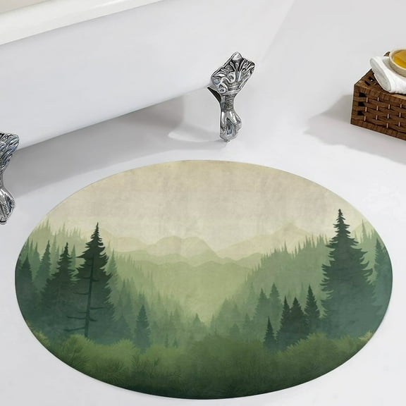 Nature Forest Round Area Rugs for Bedroom Living Room, 3FT Soft Comfy Indoor Circle Carpets, Carpet Home Decor Floor Mat