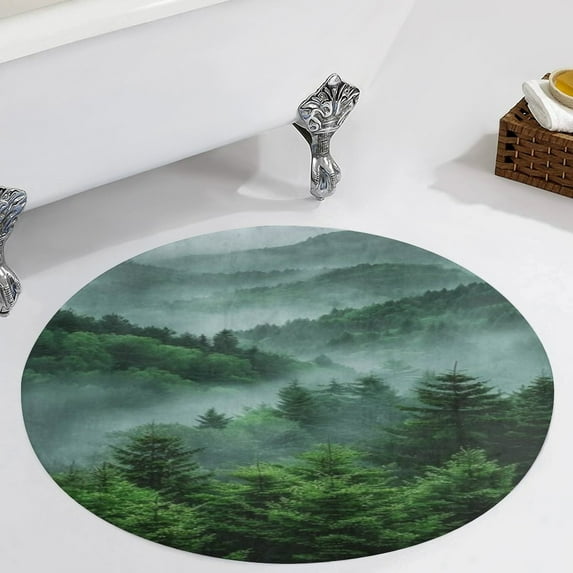 Nature Forest Round Area Rugs for Bedroom Living Room, 5FT Soft Comfy Indoor Circle Carpets, Carpet Home Decor Floor Mat
