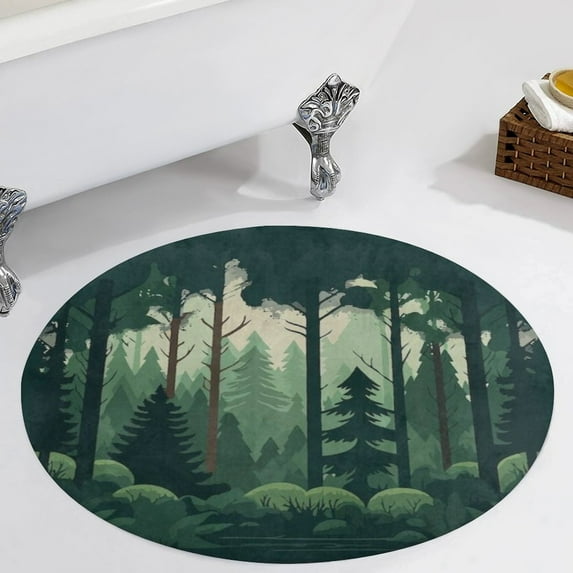 Nature Forest Round Area Rugs for Bedroom Living Room, 6FT Soft Comfy Indoor Circle Carpets, Carpet Home Decor Floor Mat