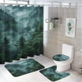 thumbnail image 1 of Nature Forest Shower Curtain Bathroom Sets Toilet Lid Rug, Bath Mat And Contour Mat, Shower Curtain 4Pcs, 1 of 6