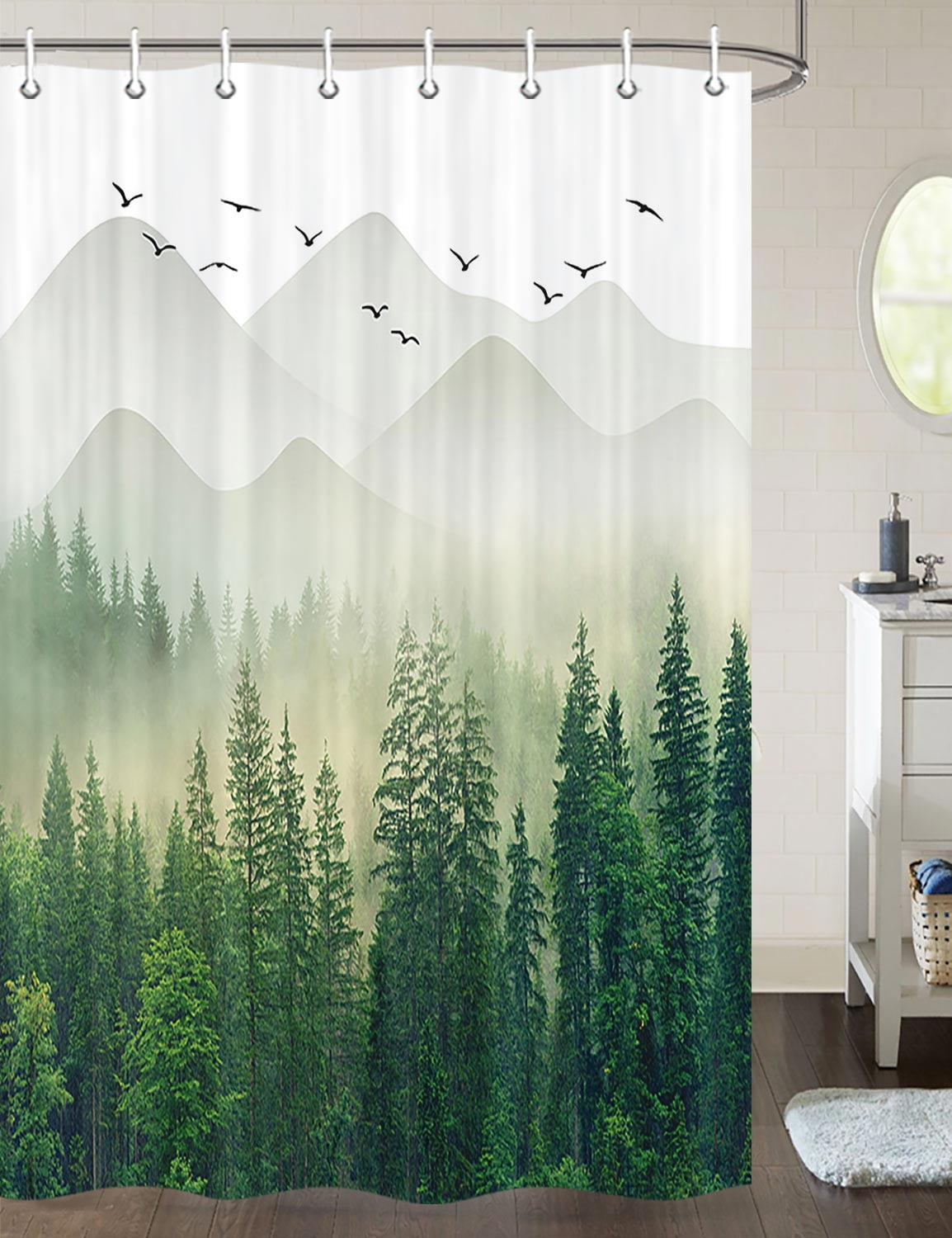 Nature Forest Shower Curtain, RV Shower Curtain for Travel Trailer ...