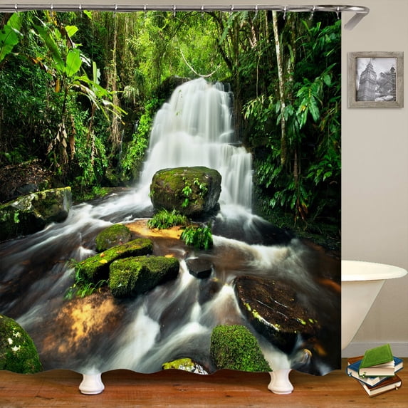 Nature Forest Shower Curtain Waterproof Bathroom Screen Trees Scenery Curtains Polyester Cloth Home Decoration Bath Curtains