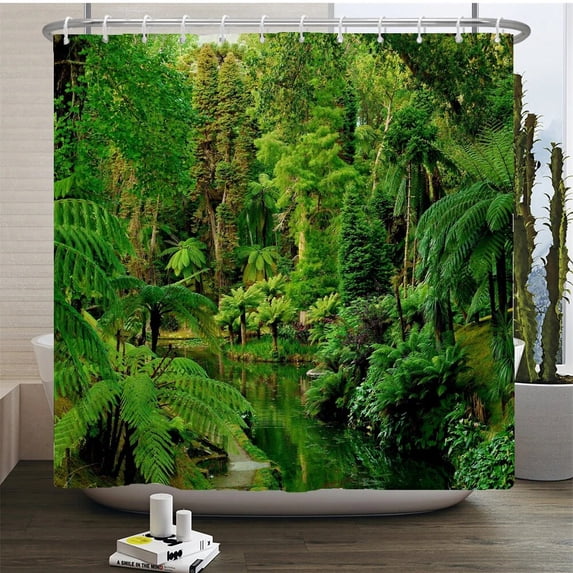 Nature Forest Shower Curtain Waterproof Bathroom Screen Trees Scenery Curtains Polyester Cloth Home Decoration Bath Curtains