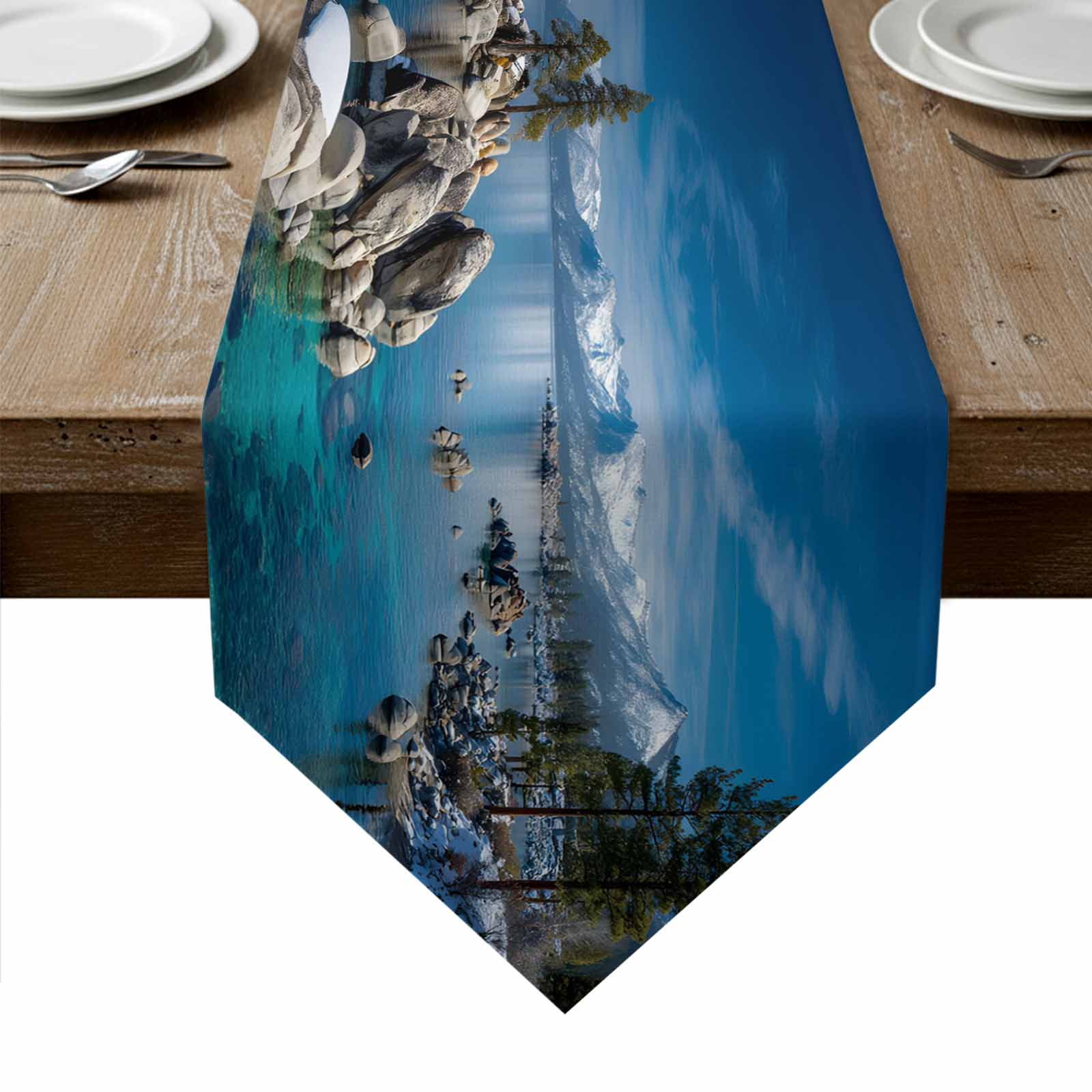 Nature Forest Table Runner Linen Burlap Table Runner 90 Inches Long ...