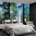 thumbnail image 1 of - Nature Forest Tree Mural Woodland Landscape Backgrounds Cottage Jungle Wallpaper Extra Large Wall murals for Bedroom Living Room（not Peel and Stick）-, 1 of 3
