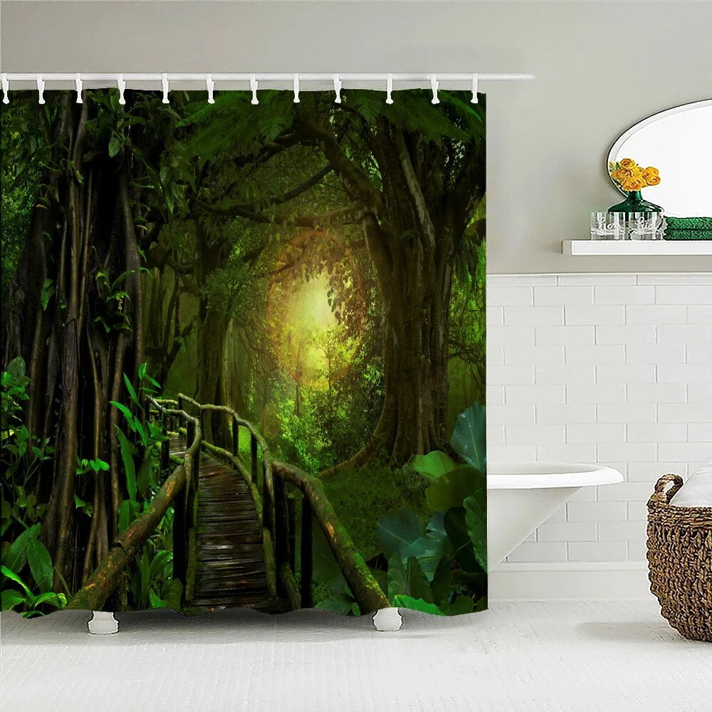 A.Monamour Beach Pier Shower Curtain - Waterproof Fabric, 60x72 Inches, Blue Ocean Landscape Print - View #6