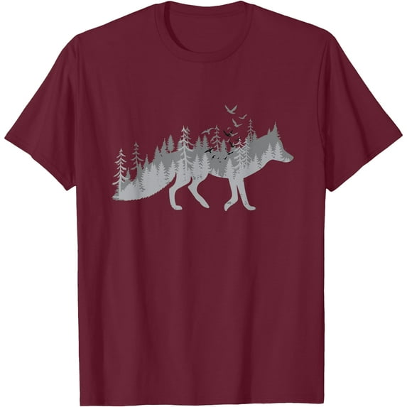 Nature Fox Forest Zookeeper Wildlife Animal Lover Unisex T-Shirt for Men Women Kids,Maroon Color,Size XL