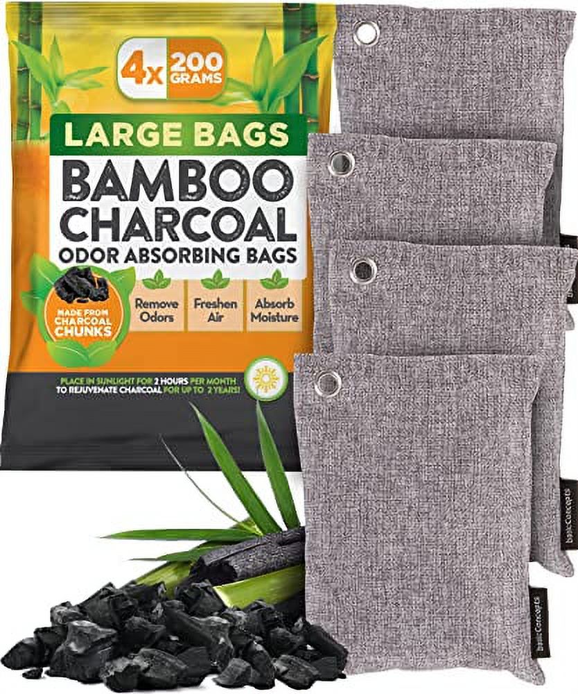 Nature Fresh Charcoal Bags Odor Absorber (Large, 4 Pack, 200g each