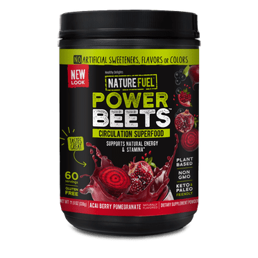 Nature Fuel Power Beets Super Concentrated Circulation Superfood Dietary Supplement – Delicious Acai Berry Pomegranate Flavor – Non-GMO Beet Root Powder - 60 Servings