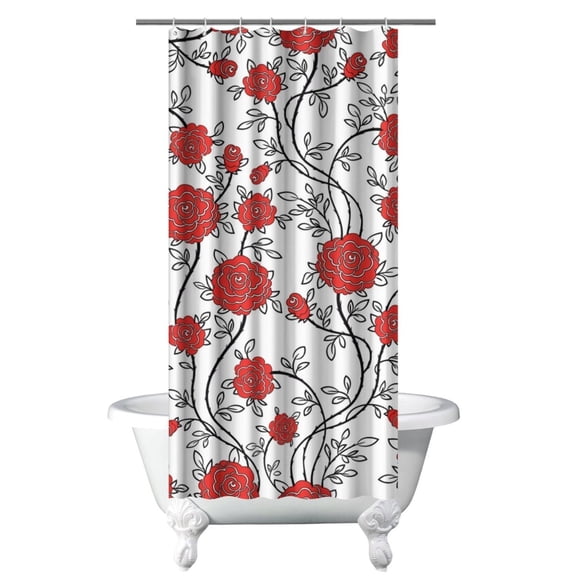 Nature Garden Style Shower Curtain for Bathroom, 36x72 Inches, Quick-Drying Polyester, Romantic Floral Aesthetic Print