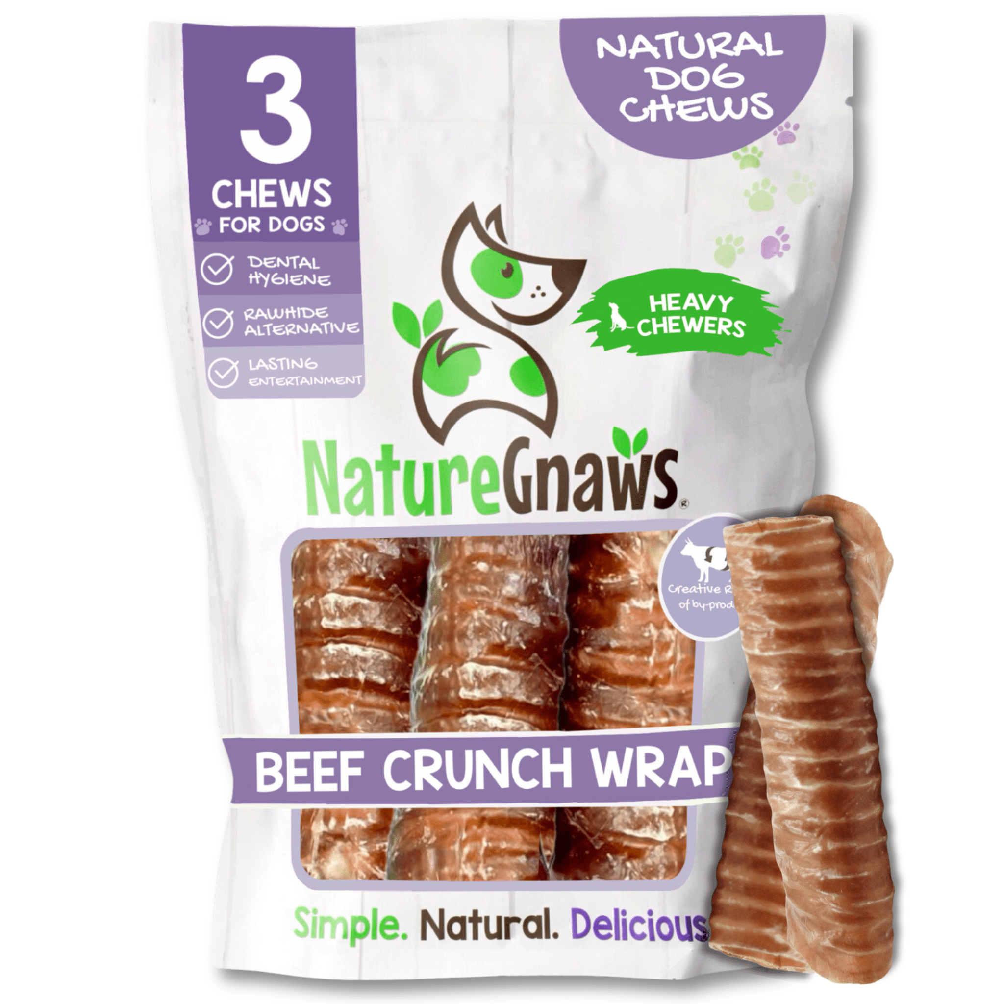 NTW Natural Treat Wash ナチュラルトリートウォッシュ　4本 Nature Gnaws Beef Crunch Wraps Natural Dog Chew Treats - 3 Count