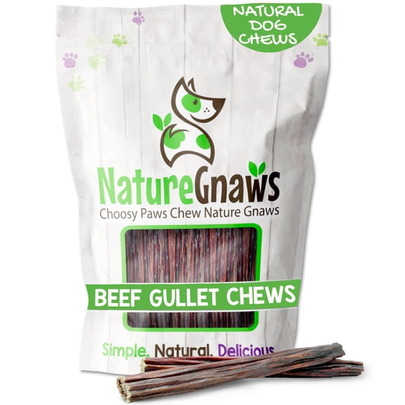 Nature Gnaws Beef Gullet Sticks for Dogs 5-6" (15 Count) - Natural Beef Jerky Stick Dog Chew Treats - Rawhide Free