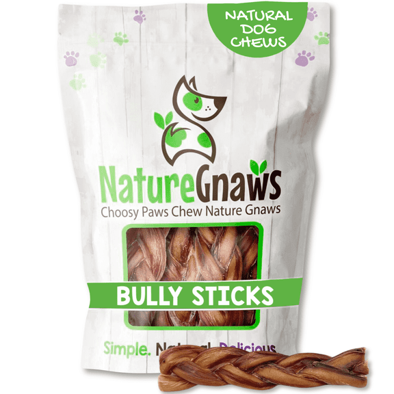 Nature Gnaws Braided Bully Sticks for Dogs 5-6" (10 Count) Rawhide-Free Beef Chew Treats