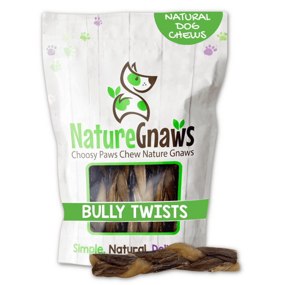 Nature Gnaws Braided Bully Twists for Dogs 5-6" (3 Count) Rawhide-Free Beef Chew Treats