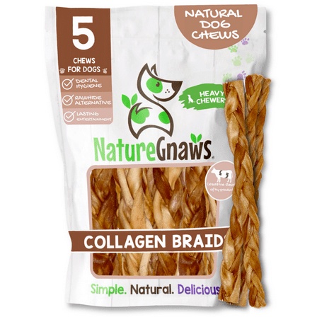 Nature Gnaws Collagen Braids, Natural Dog Chew Treats (5 count)