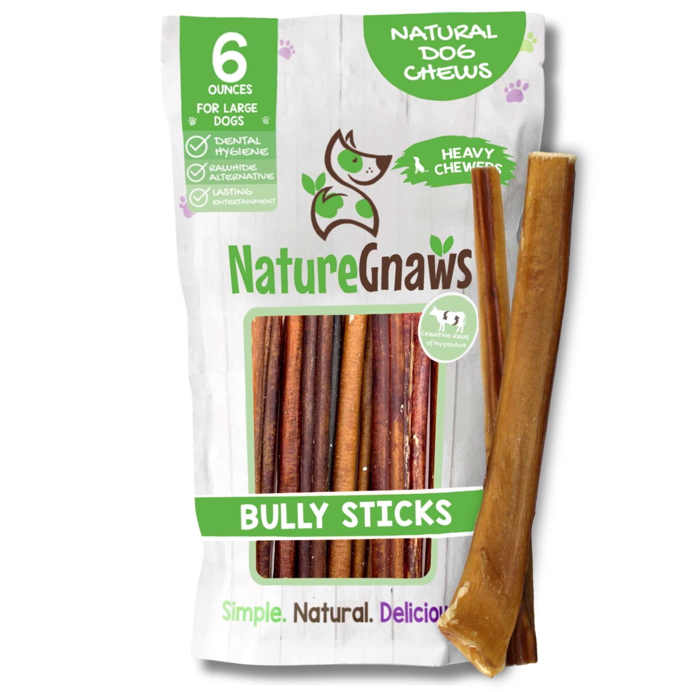 Nature Gnaws Large Bully Sticks, Natural Dog Chew Treats 10-12