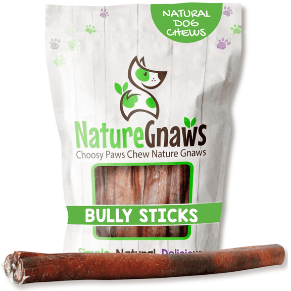 Nature Gnaws Large Bully Sticks for Dogs 11-12" (5 Count) Rawhide-Free Beef Chew Treats