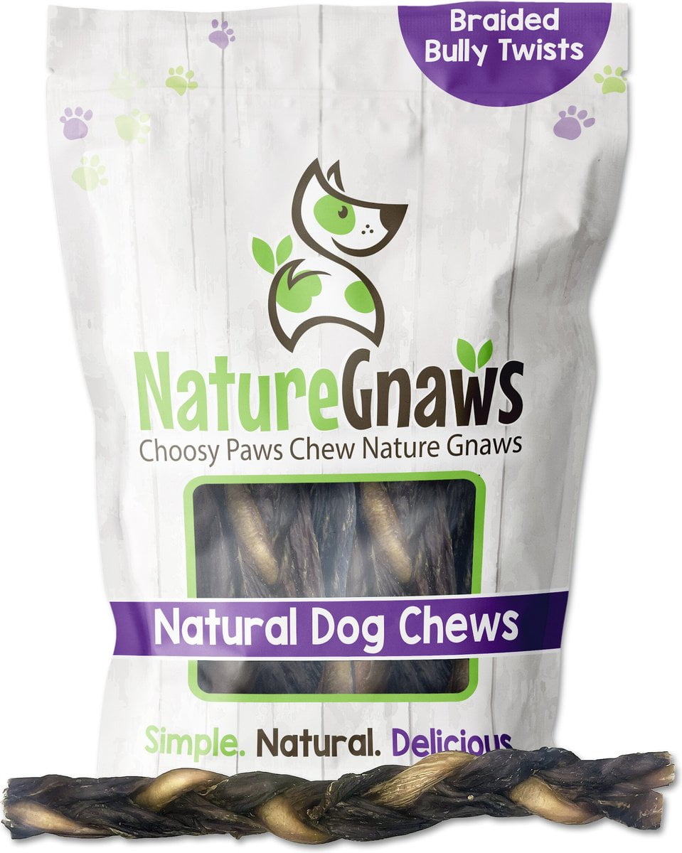Nature Gnaws Natural Braided Bully Twists for Dogs 1112" (5 Count