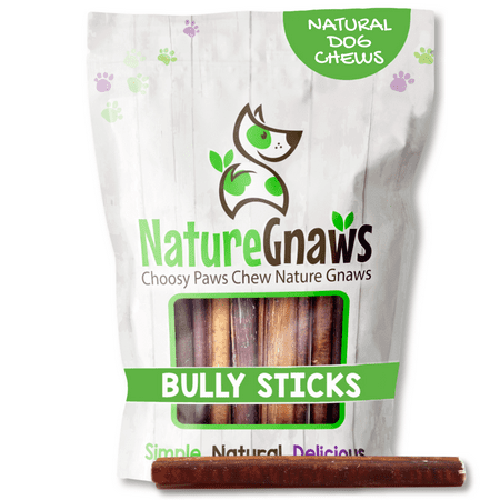 Nature Gnaws Natural Large Beef Bully Sticks for Dogs 5-6" (3 Count) Rawhide-Free Pet Chew Treats
