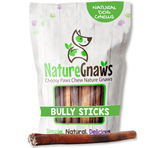 Nature Gnaws Natural Mixed Beef Bully Sticks for Dogs 11-12" (8 oz) Rawhide-Free Pet Chew Treats
