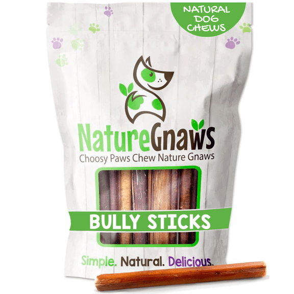 Nature Gnaws Natural Mixed Beef Bully Sticks for Dogs 5-6" (8 oz) Rawhide-Free Pet Chew Treats