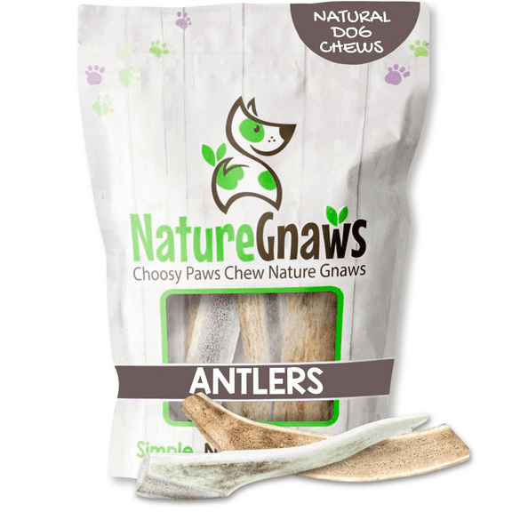 Nature Gnaws Natural Split & Whole Elk & Deer Antlers for Dogs (8 oz) Rawhide-Free Pet Chew Treats