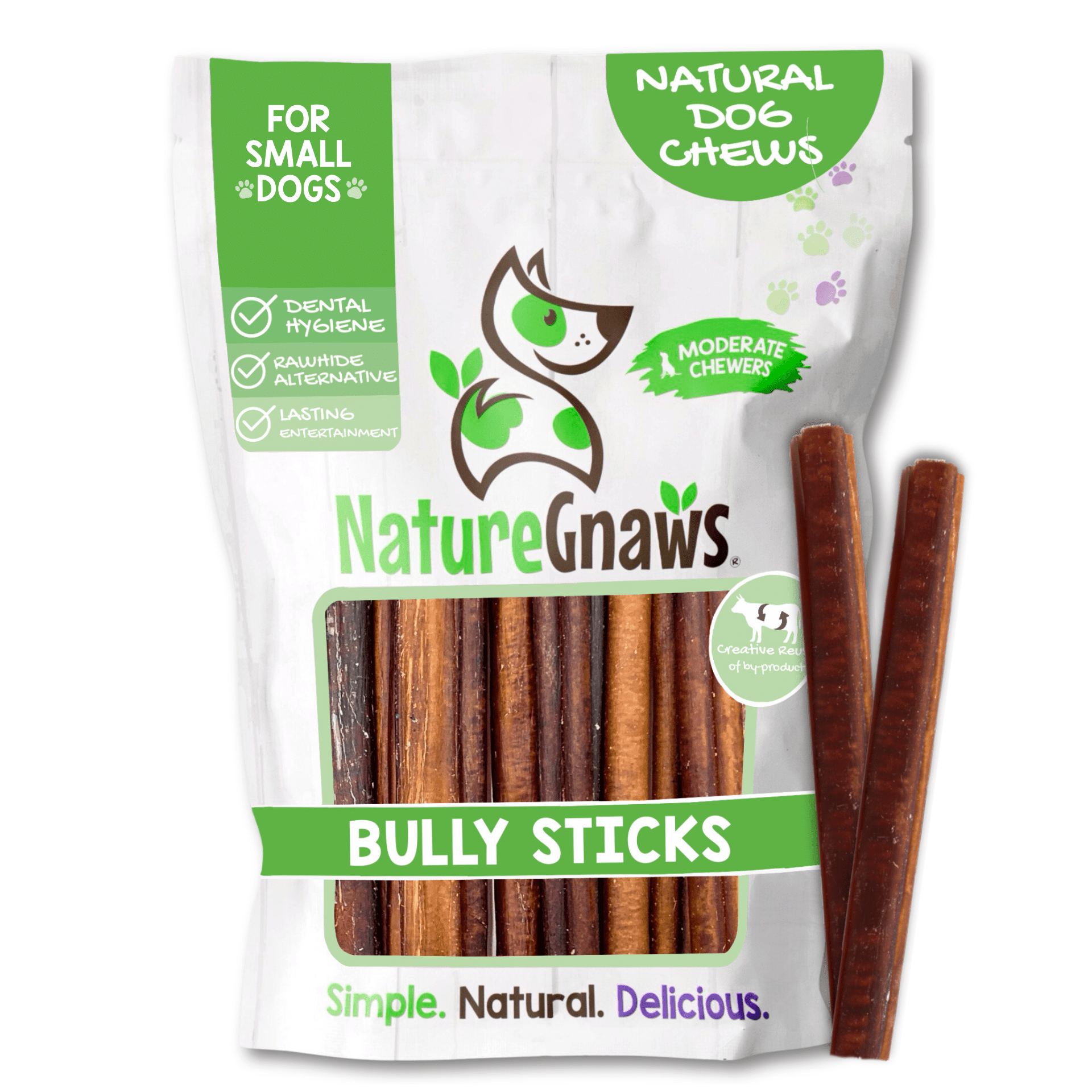 Nature Gnaws Small Bully Sticks, Natural Dog Chew Treats 4-6" (6oz)