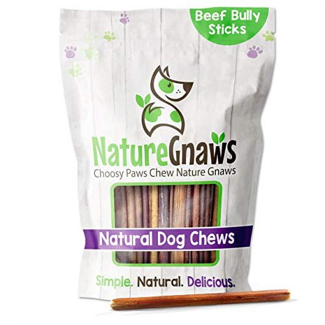 Nature Gnaws Thin Bully Sticks for Small Dogs Premium Natural Tasty